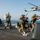 U.S. Coast Guard boarding team training on the guided missile destroyer USS Russell.